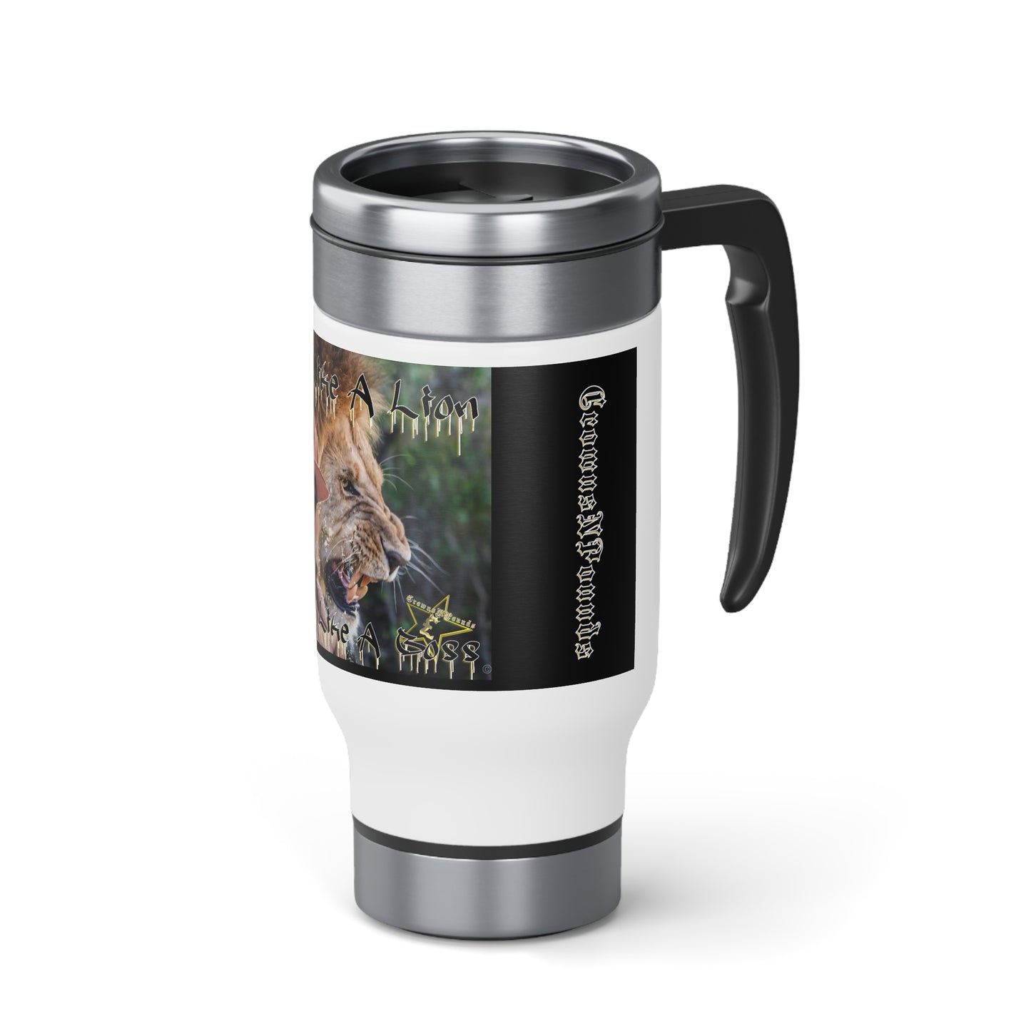 CrownsNPounds stainless Steel Travel Mug with Handle, 14oz