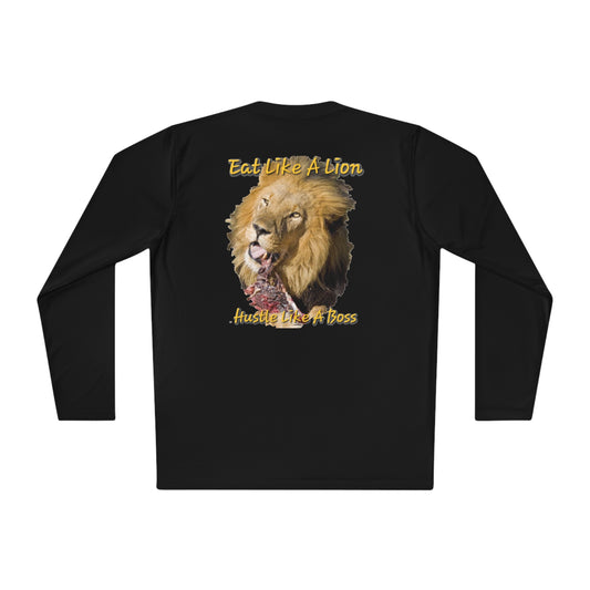 Eat Like A Lion Hustle Like A Boss Long Sleeve Logos Tee