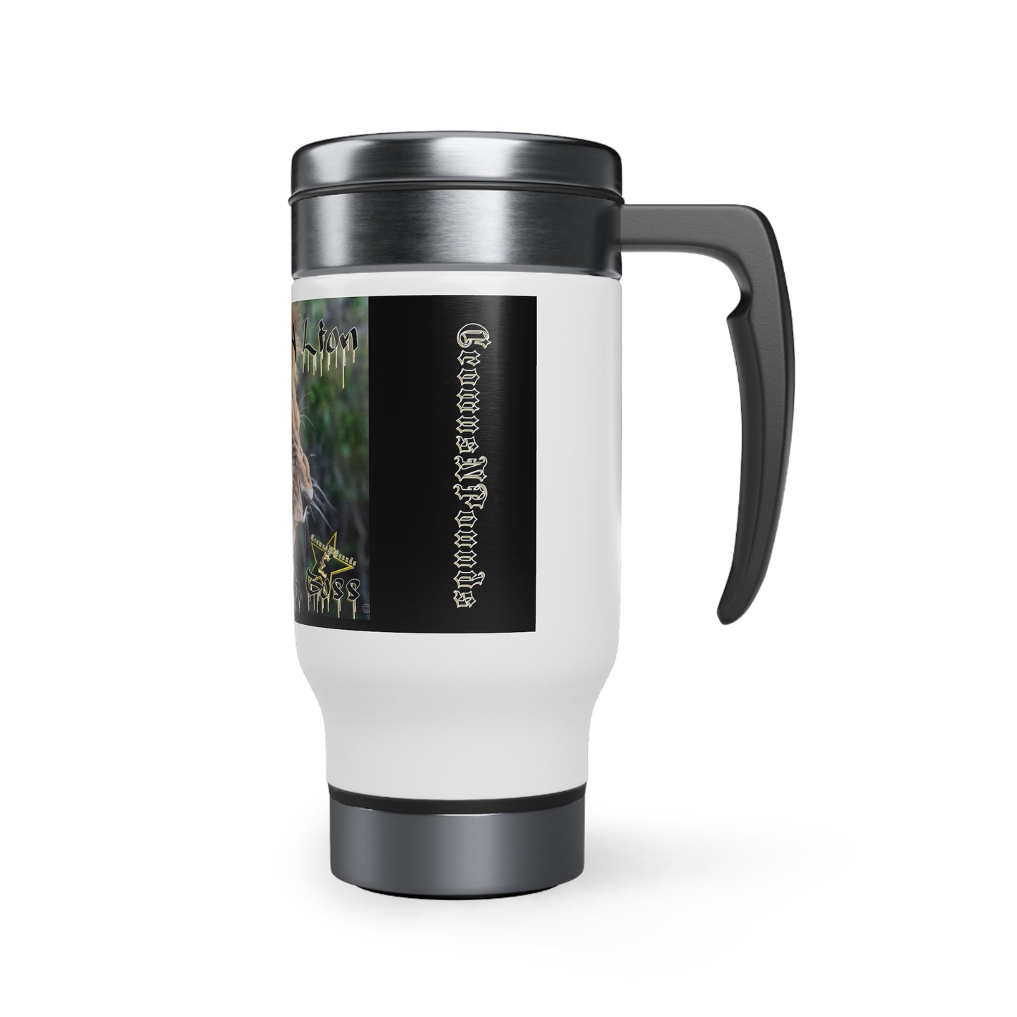 CrownsNPounds stainless Steel Travel Mug with Handle, 14oz